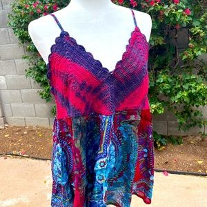Sacred Threads Crochet Tie Dye Tank Top